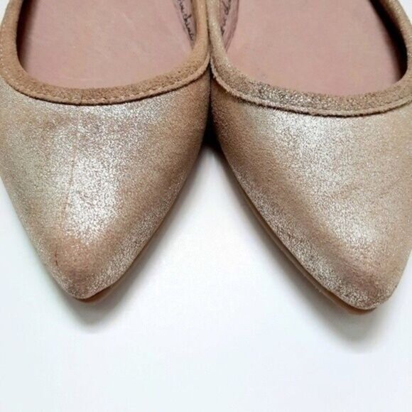 JOIE Temple Gold Metallic Pointed Toe Ankle Strap Flats Sz US 6 EUR 36 - Picture 11 of 13